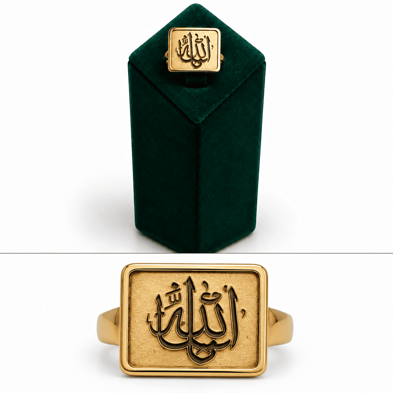 خاتم “ ما شاء الله“ - فضه عيار 925 - مطليه بذهب عيار 18 - الصورة 2