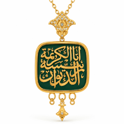 كوليه “ انا الكريمه رئيسة الديوان“ - فضه عيار 925- مطليه بذهب عيار 18