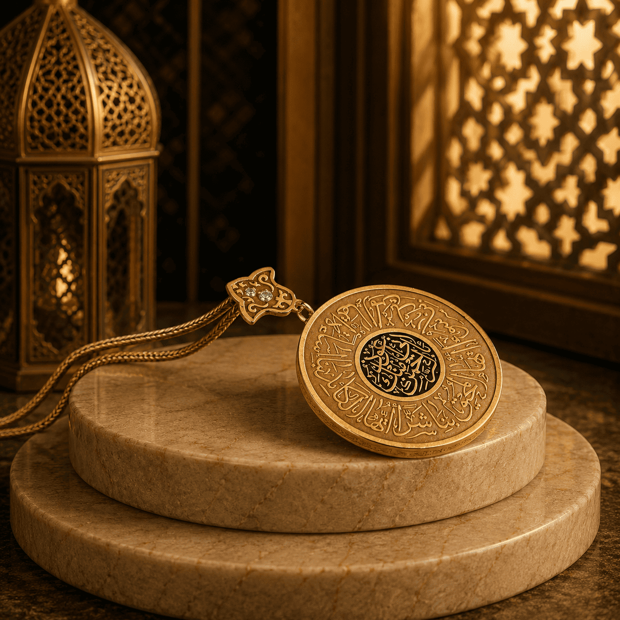 كوليه فضه “ايها المريد“ التصميم فضه عيار925 مطلي ذهب عيار 18 - الصورة 3