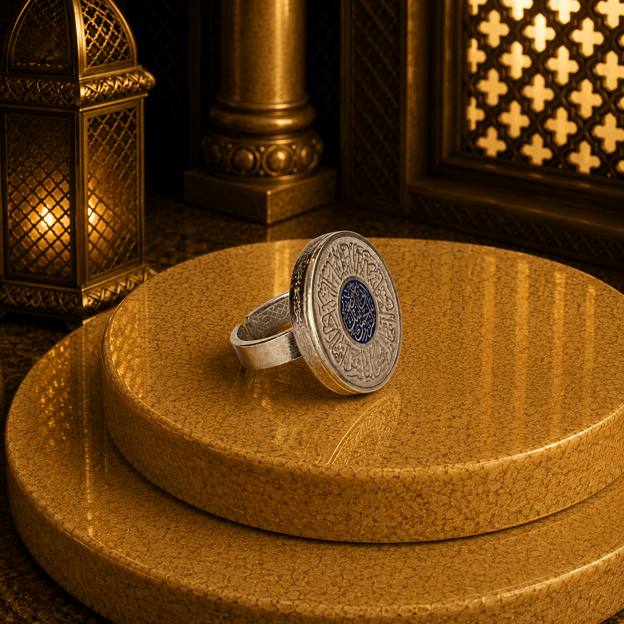 خاتم فضه ممزوج “ايها المريد“ - فضه عيار925 - مطلي بذهب عيار 18 - الصورة 3