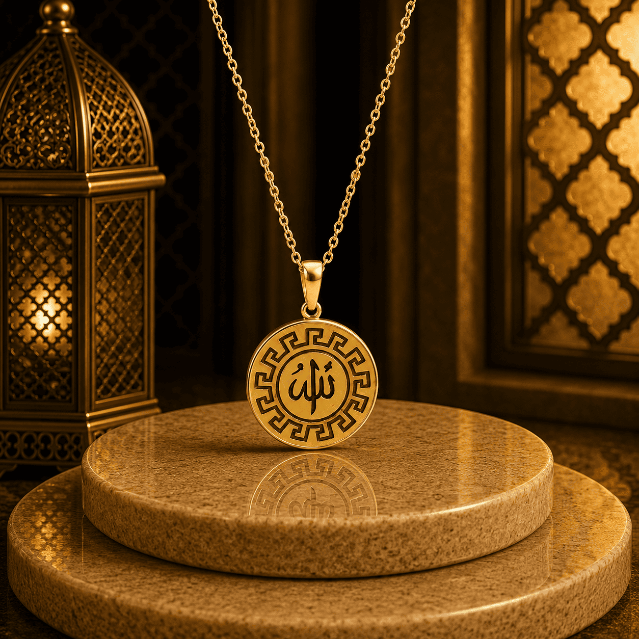كوليه “الله“ - فضه - ميكس ممزوج - فضه عيار 925 -مطلي بذهب عيار 18 - الصورة 3