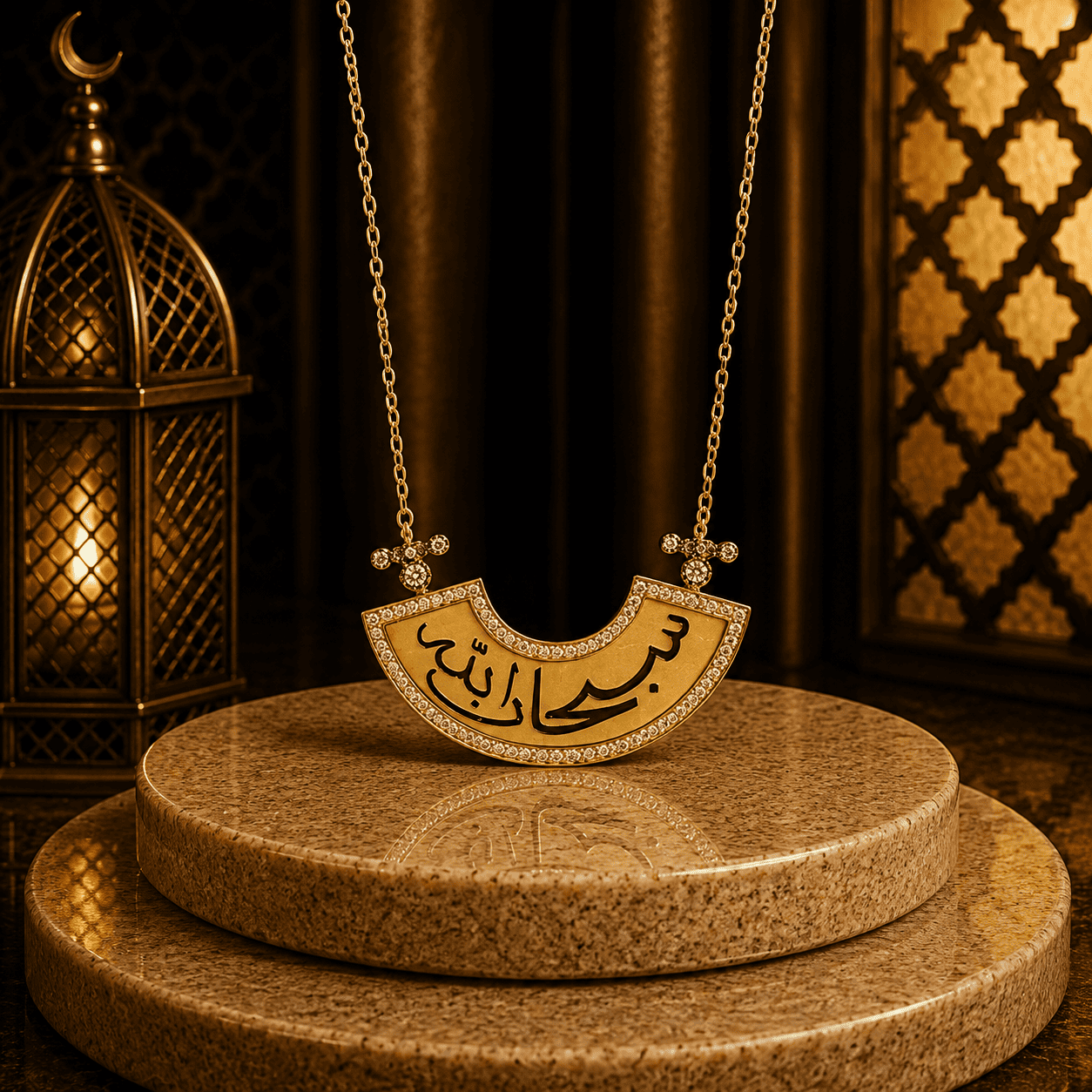 كوليه “سبحان الله“ - فضه عيار 925 -مطلي بذهب عيار 18 - الصورة 3