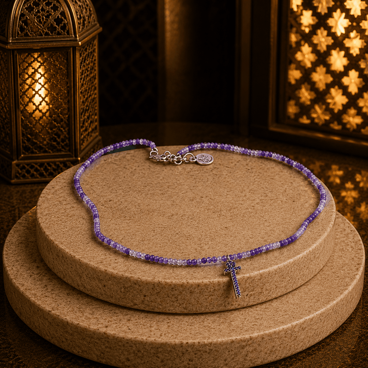 كوليه فضه خرز “حرف الف“ - فضه عيار 925 - الصورة 3