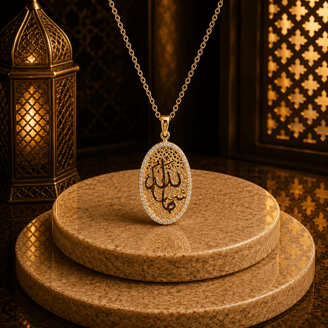 كولية “ ماشاء الله“- ميكس ممزوج - فضه عيار 925 -مطلي بذهب عيار 18 - الصورة 2