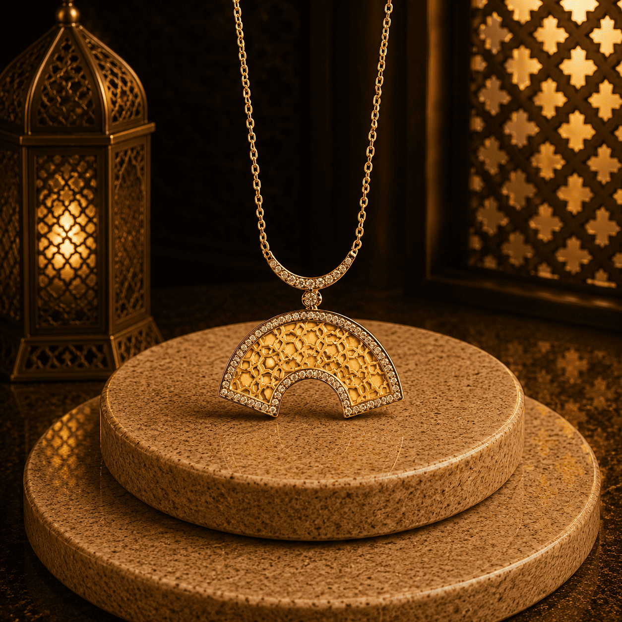 سلسلة “مسجد قر طبة - أرابيسك“(مزخرف ) ميكس ممزوج- فضه عيار 925 -مطلي بذهب عيار 18 - الصورة 3