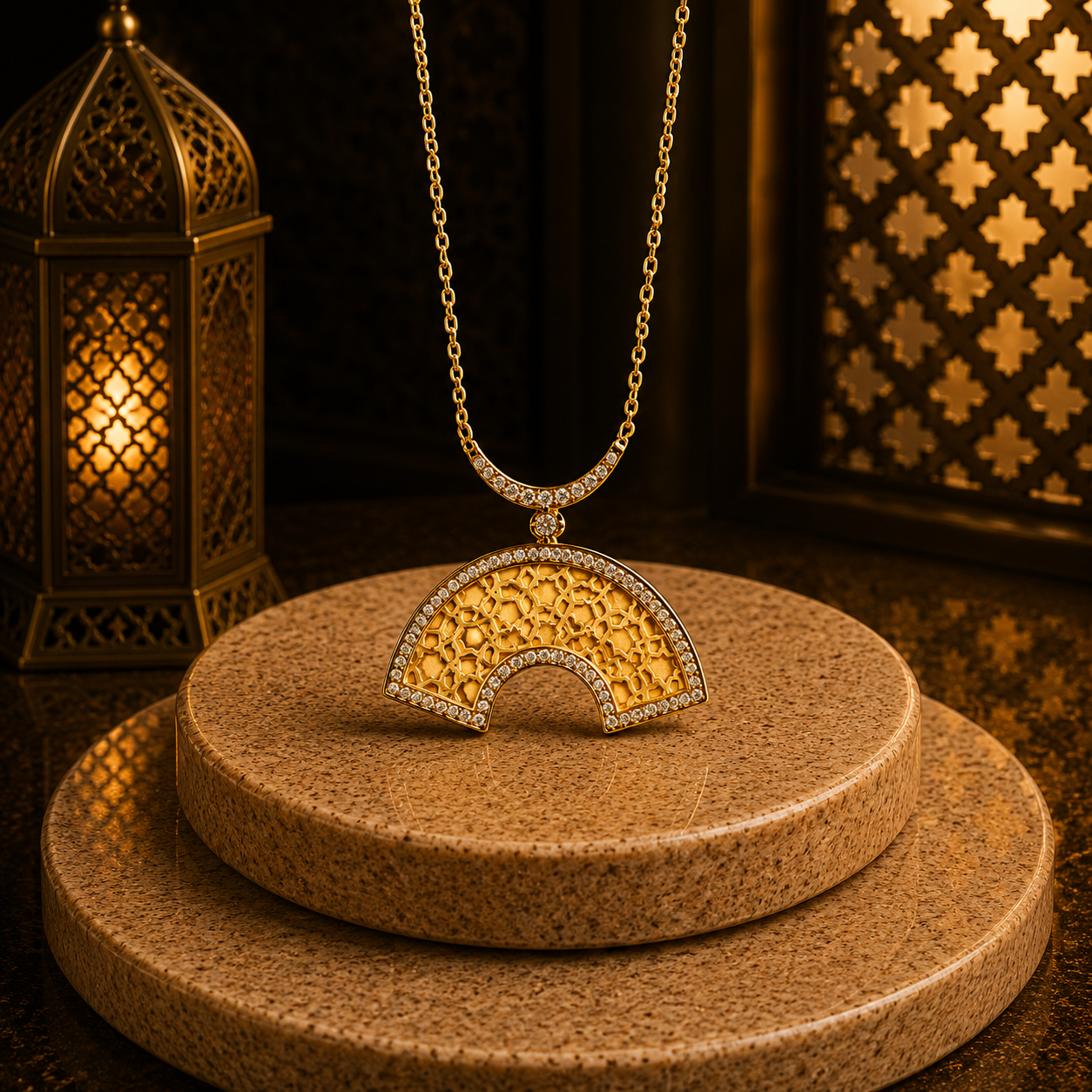 سلسلة “مسجد قر طبة - أرابيسك“(مزخرف ) ميكس ممزوج- فضه عيار 925 -مطلي بذهب عيار 18 - الصورة 3