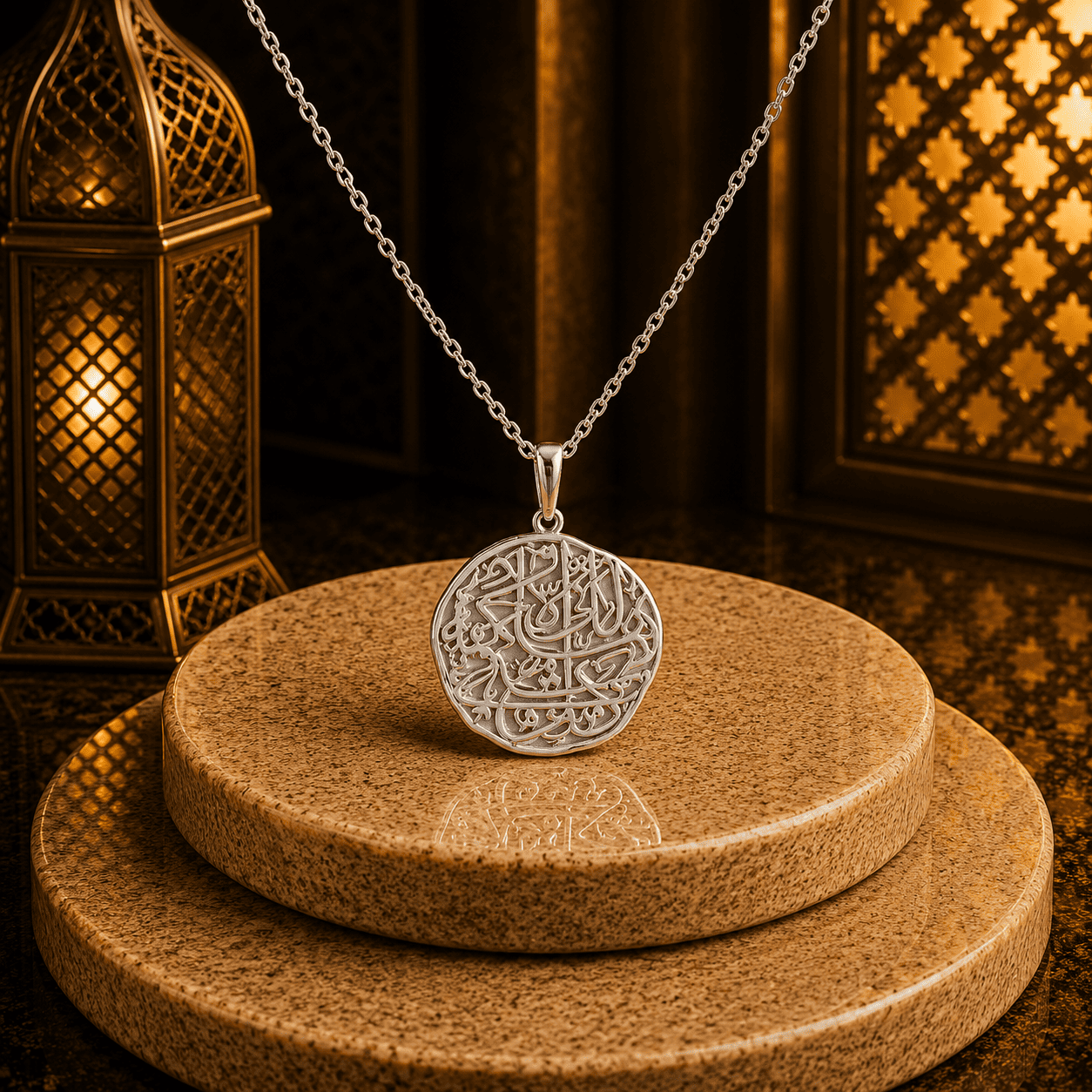سلسلة “ لا إله إلا الله محمد رسول الله“ ( دائري صغير )- فضه عيار 925 - الصورة 3
