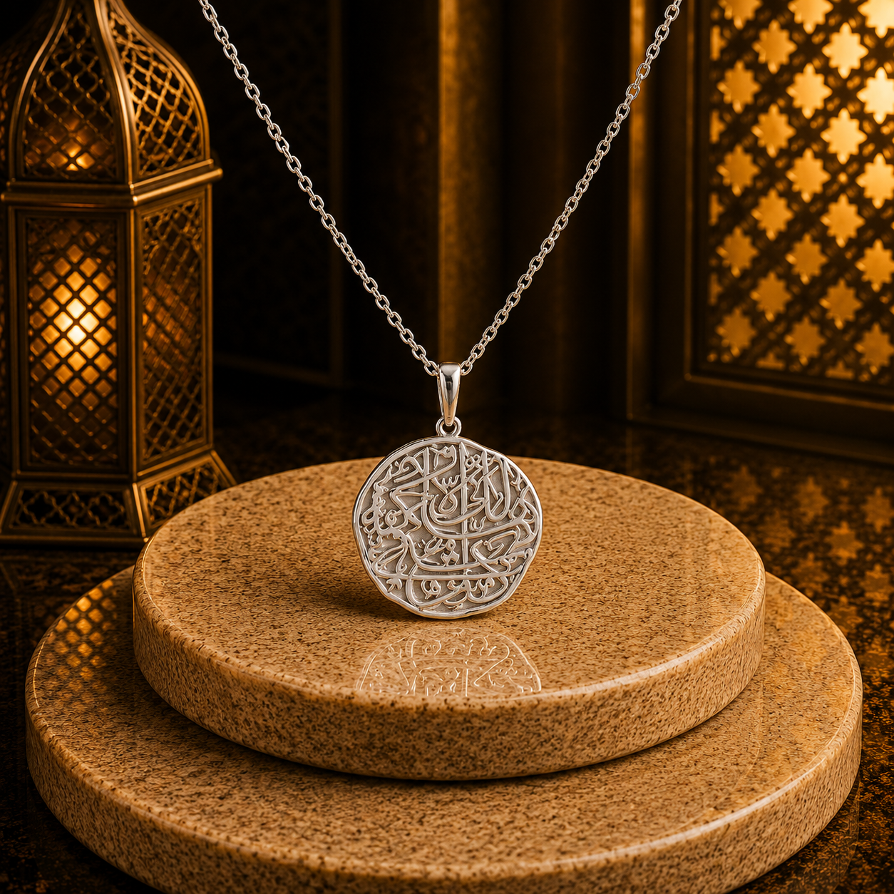 سلسلة “ لا إله إلا الله محمد رسول الله“ ( دائري صغير )- فضه عيار 925 - الصورة 3