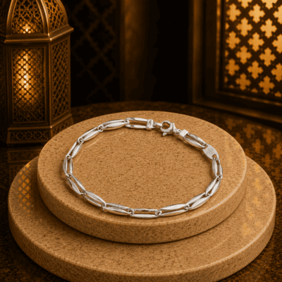 اسوره “جروميت “مستطيل رفيع- فضه عيار 925 - الصورة 3