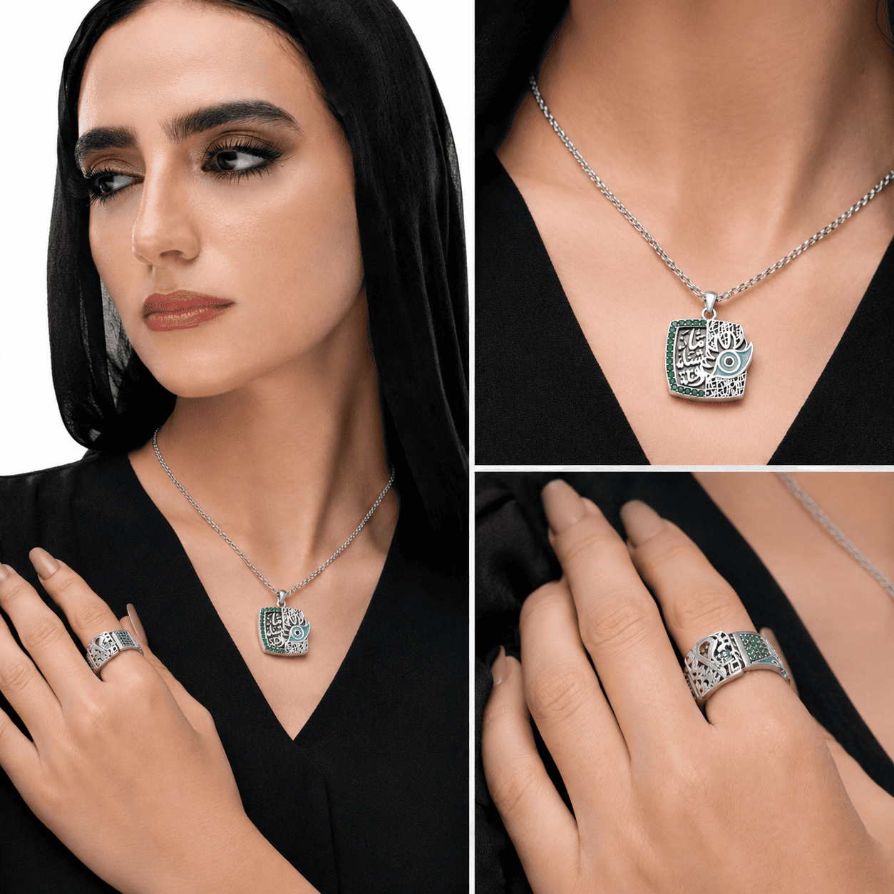 كوليه “ماشاء الله عين“ - فضه عيار 925 - الصورة 2