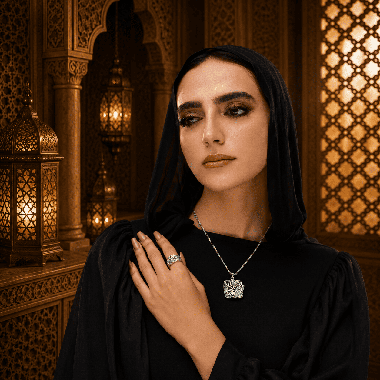 كوليه “ماشاء الله عين“ - فضه عيار 925 - الصورة 3