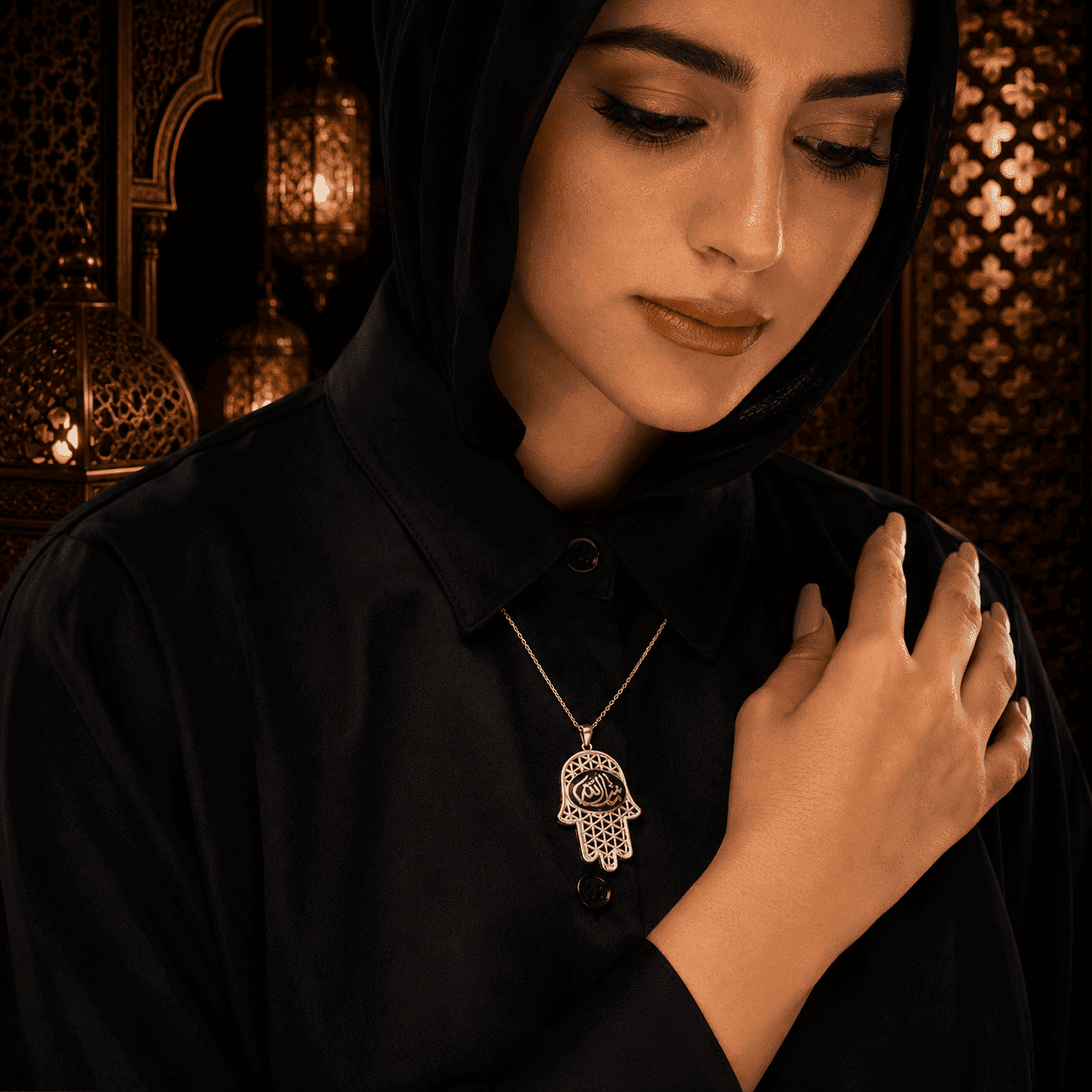 كوليه “ماشاء الله كف“ - فضه عيار 925 - الصورة 3