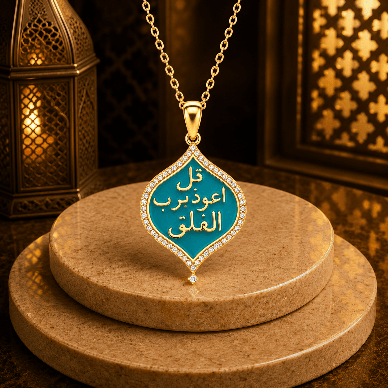 كوليه “ قل اعوذ برب الفلق“ ميكس ممزوج- فضه عيار 925 -مطلي بذهب عيار 18 - الصورة 3